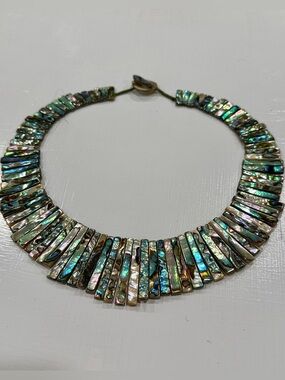 Abalone Shell Statement Collar Necklace - Iridescent Multi